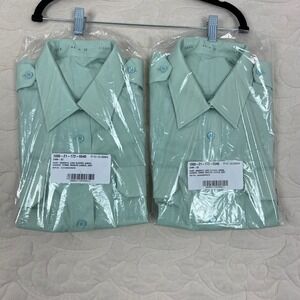 Cadet Military Utility Shirt Womens Long Sleeve Green 2 LOT NEW Size 24M-32